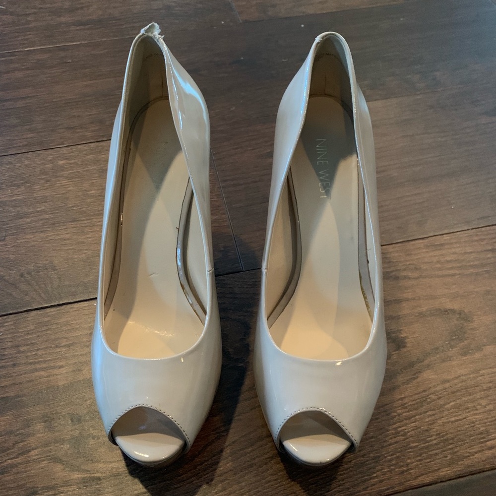 Peek toe nude heels